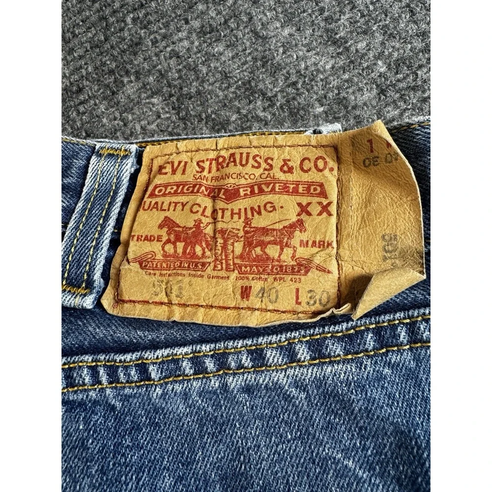 Levi's 501 Jeans Mens 40x30 Classic Blue Original Straight Button‎ Fly Denim